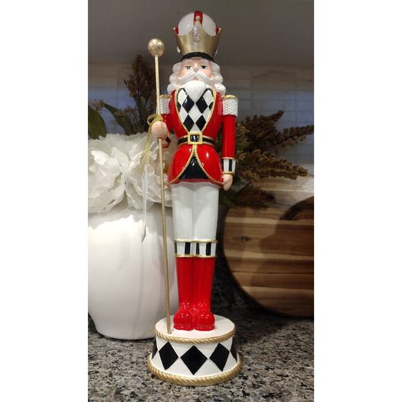 NEW~ Mackenzie Childs Inspired Courtly Check Christmas Nutcracker - Picture 2 of 5